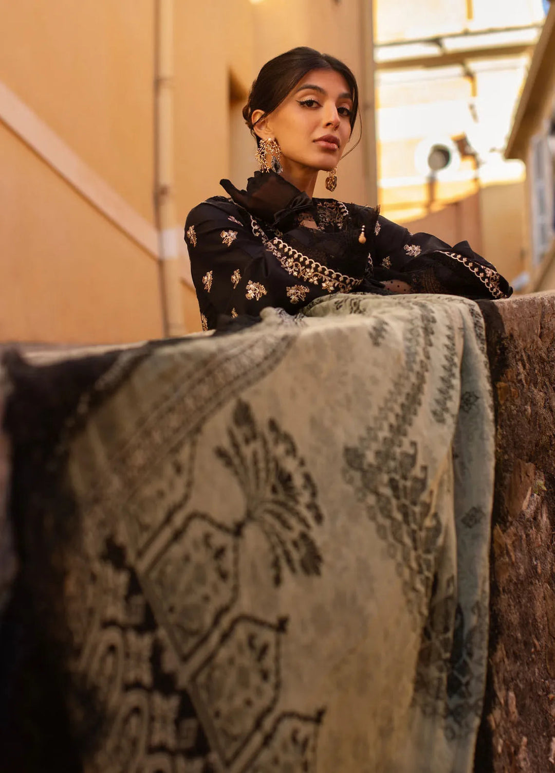 Zoha by Ansab Jahangir Embroidered Lawn Suit Unstitched 3 Piece ANJ25Z D-06 Black Lady - Summer Collection