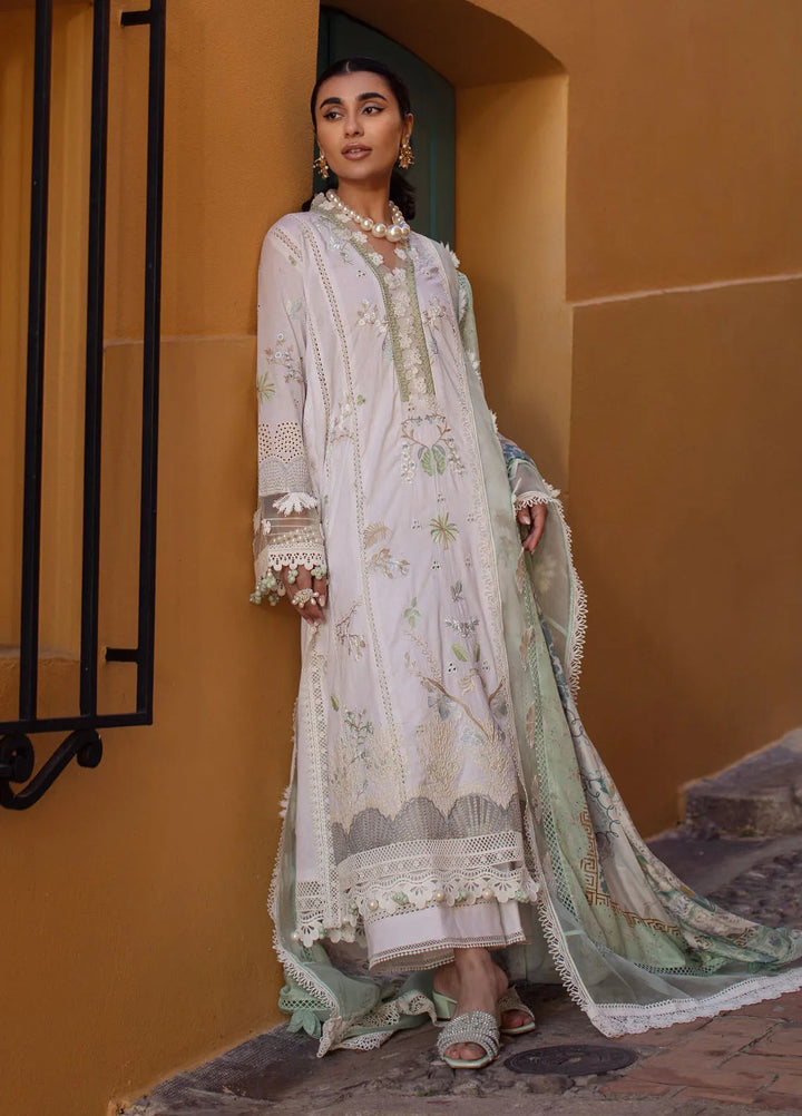 Zoha by Ansab Jahangir Embroidered Lawn Suit Unstitched 3 Piece ANJ25Z D-07 Babys Breath - Summer Collection