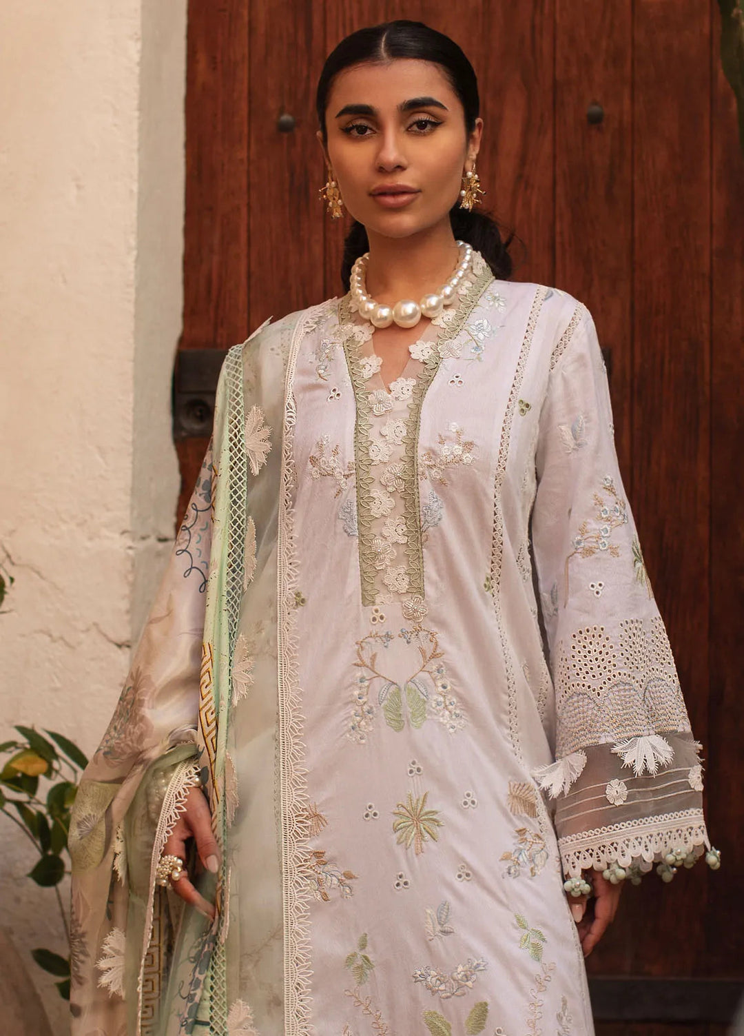 Zoha by Ansab Jahangir Embroidered Lawn Suit Unstitched 3 Piece ANJ25Z D-07 Babys Breath - Summer Collection