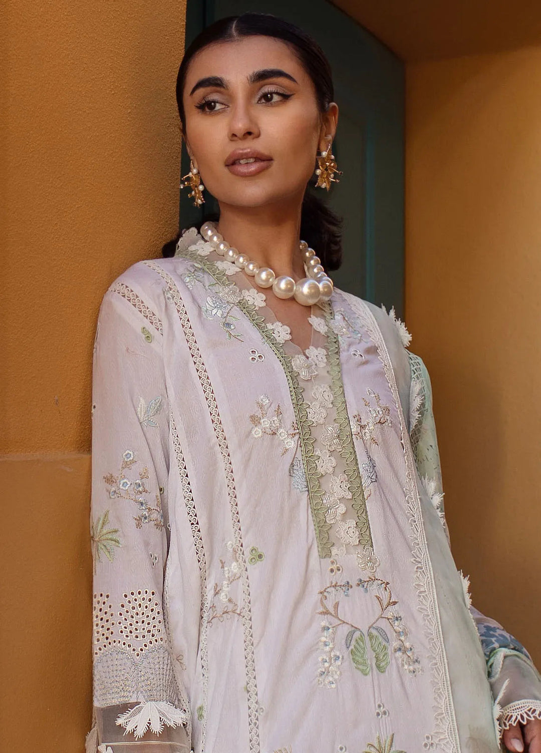 Zoha by Ansab Jahangir Embroidered Lawn Suit Unstitched 3 Piece ANJ25Z D-07 Babys Breath - Summer Collection