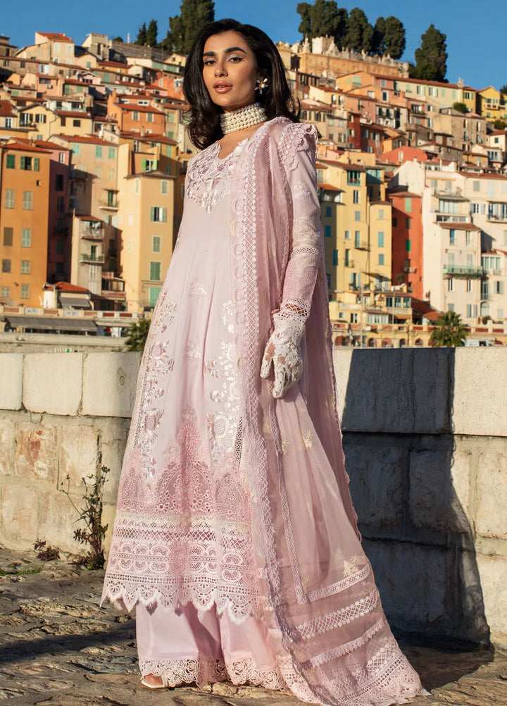 Zoha by Ansab Jahangir Embroidered Lawn Suit Unstitched 3 Piece ANJ25Z D-08 Pink Lady Applet - Summer Collection