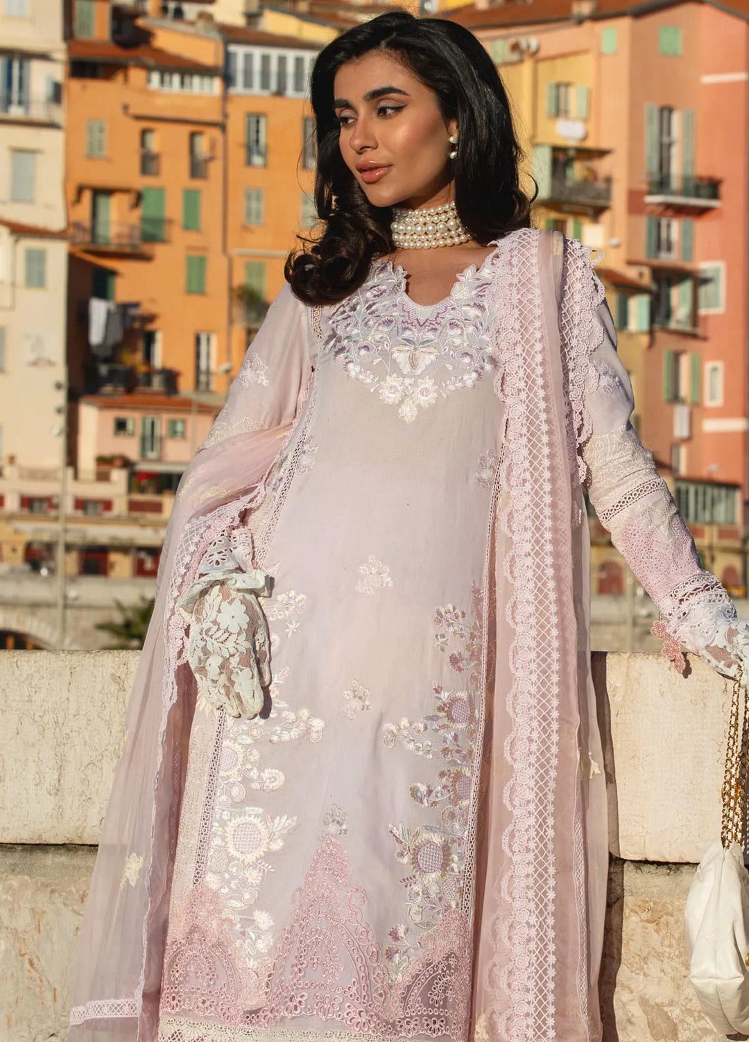 Zoha by Ansab Jahangir Embroidered Lawn Suit Unstitched 3 Piece ANJ25Z D-08 Pink Lady Applet - Summer Collection