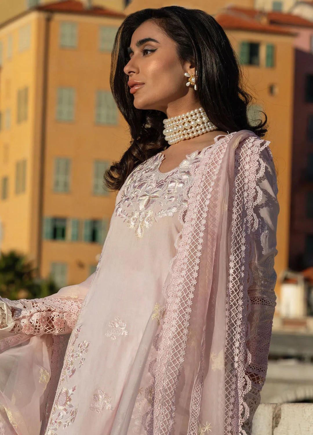 Zoha by Ansab Jahangir Embroidered Lawn Suit Unstitched 3 Piece ANJ25Z D-08 Pink Lady Applet - Summer Collection