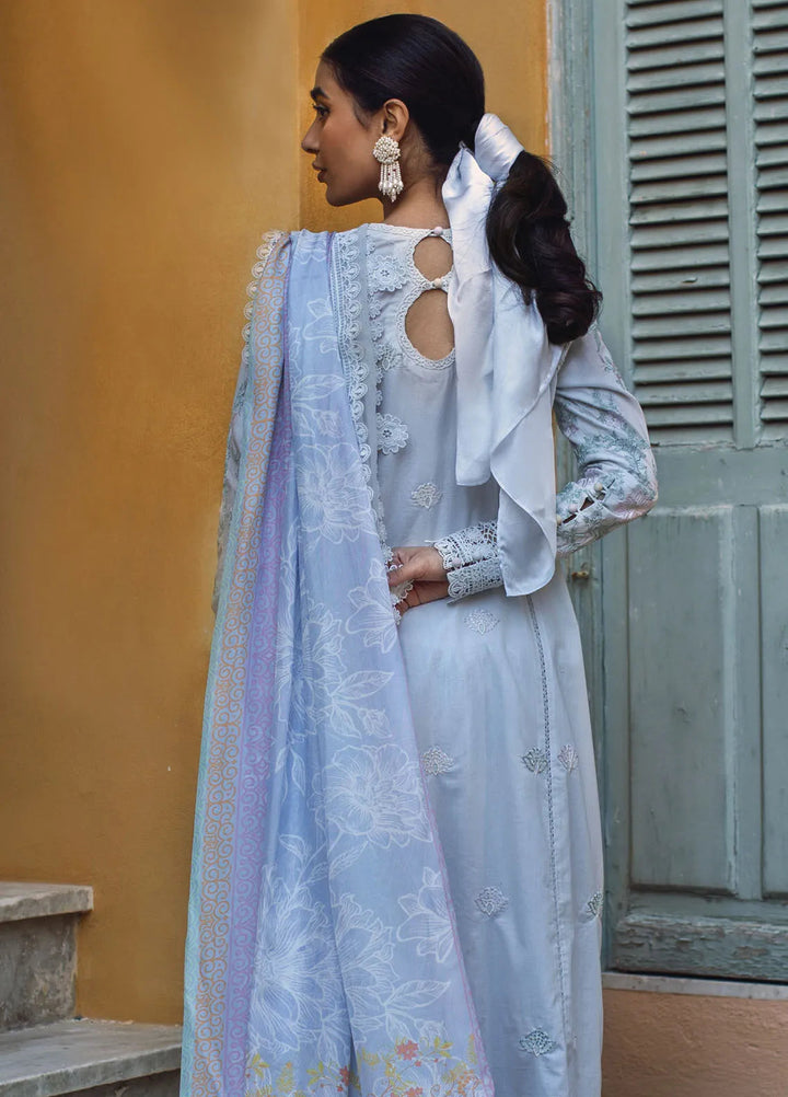 Zoha by Ansab Jahangir Embroidered Lawn Suit Unstitched 3 Piece ANJ25Z D-11 Petal Blue - Summer Collection