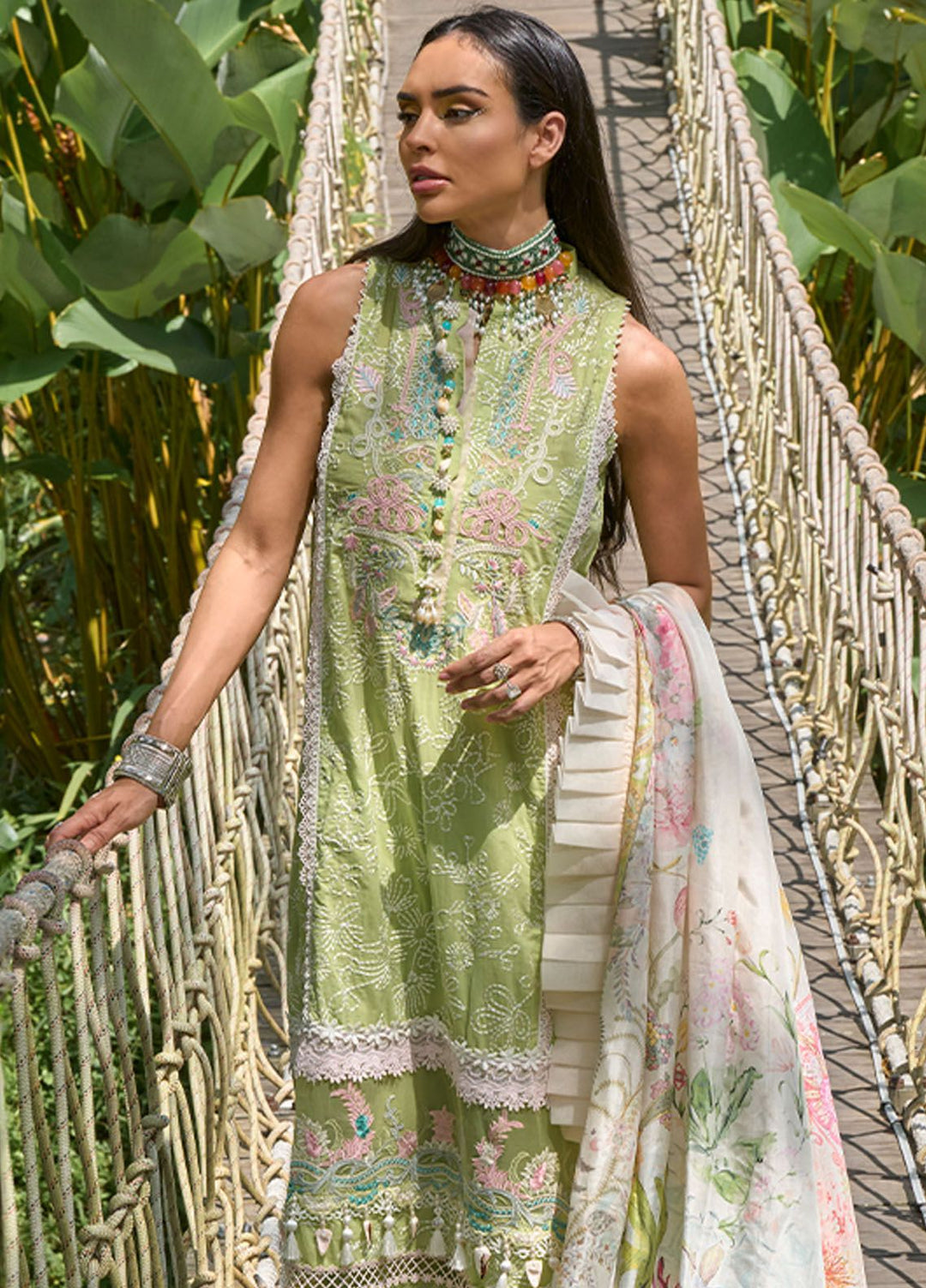 Zoha by Ansab Jahangir Embroidered Lawn Suits Unstitched 3 Piece ANJ24Z D-02 Lotus Pod - Luxury Collection