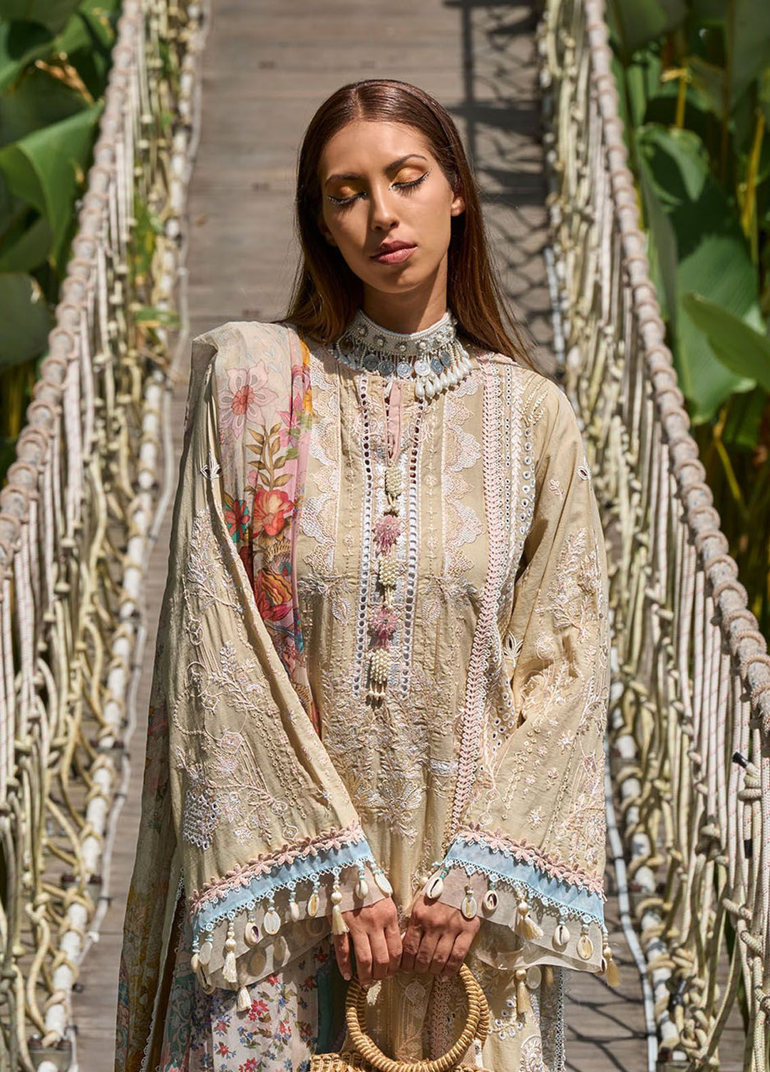 Zoha by Ansab Jahangir Embroidered Lawn Suits Unstitched 3 Piece ANJ24Z D-03 Adenium - Luxury Collection