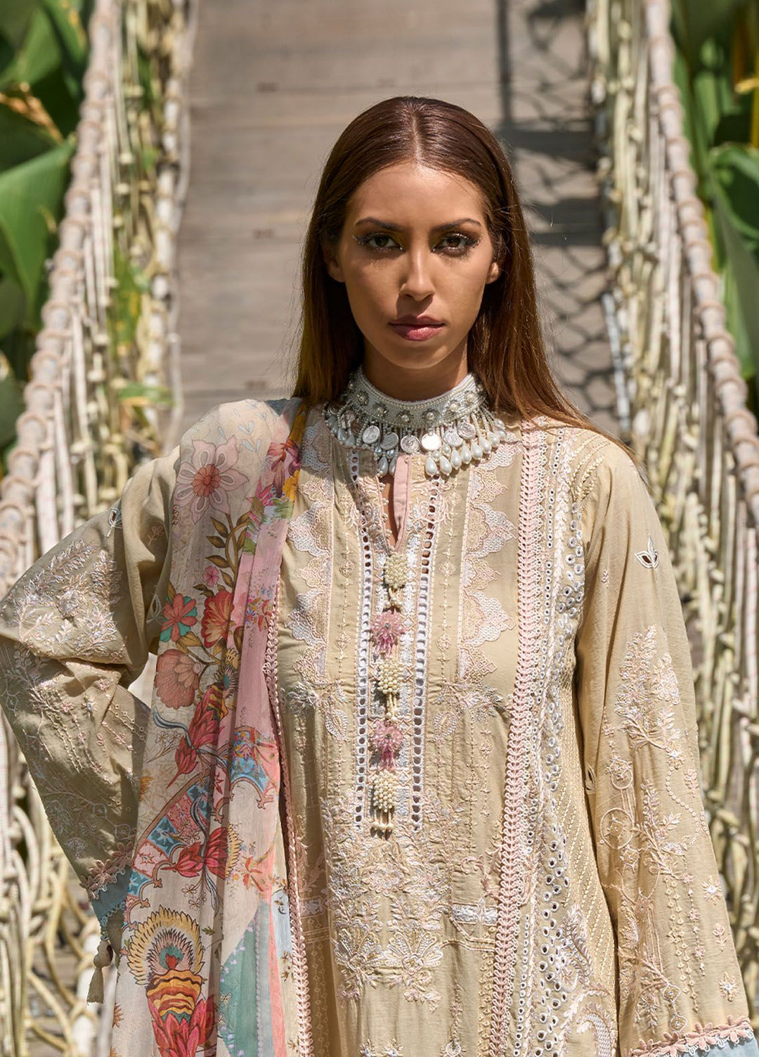 Zoha by Ansab Jahangir Embroidered Lawn Suits Unstitched 3 Piece ANJ24Z D-03 Adenium - Luxury Collection