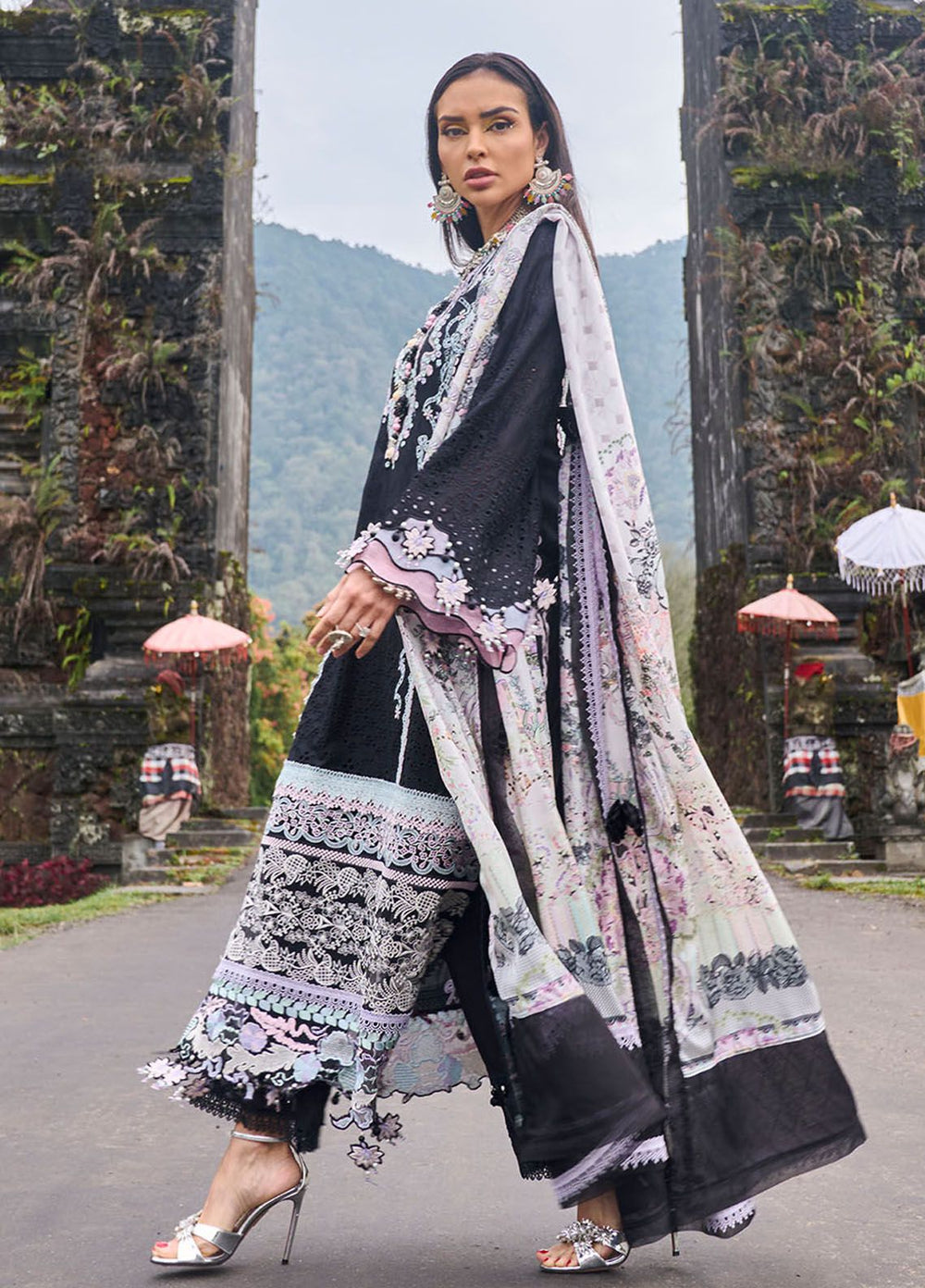 Zoha by Ansab Jahangir Embroidered Lawn Suits Unstitched 3 Piece ANJ24Z D-07 Gomphrena - Luxury Collection