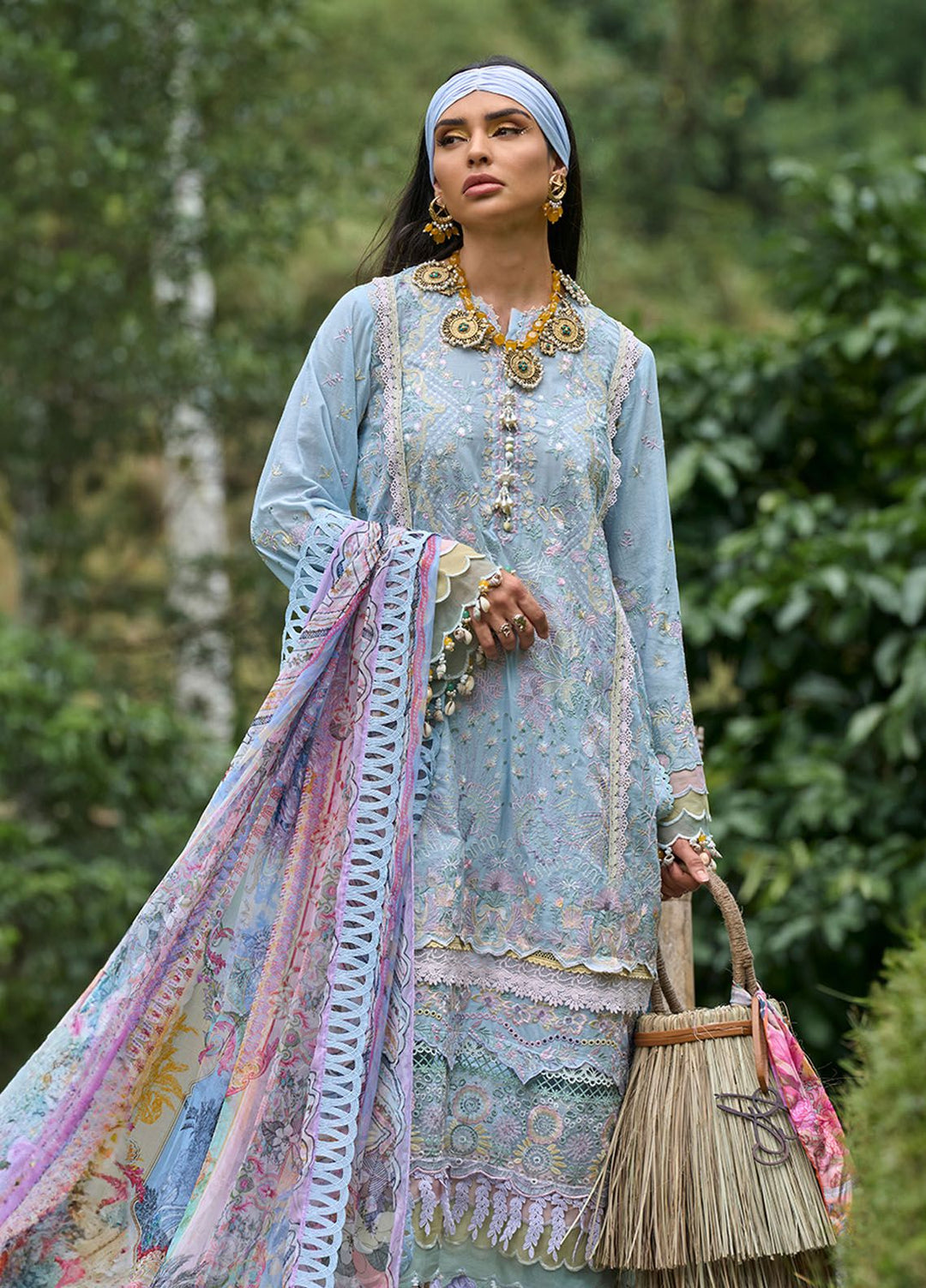 Zoha by Ansab Jahangir Embroidered Lawn Suits Unstitched 3 Piece ANJ24Z D-10 Heliconia - Luxury Collection