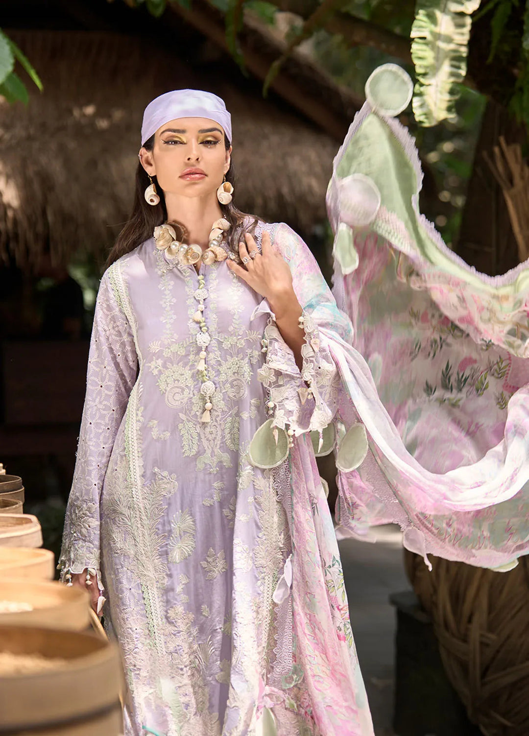 Zoha by Ansab Jahangir Embroidered Lawn Unstitched Suits 3 Piece ANJ24Z D-01 Cananga - Luxury Collection