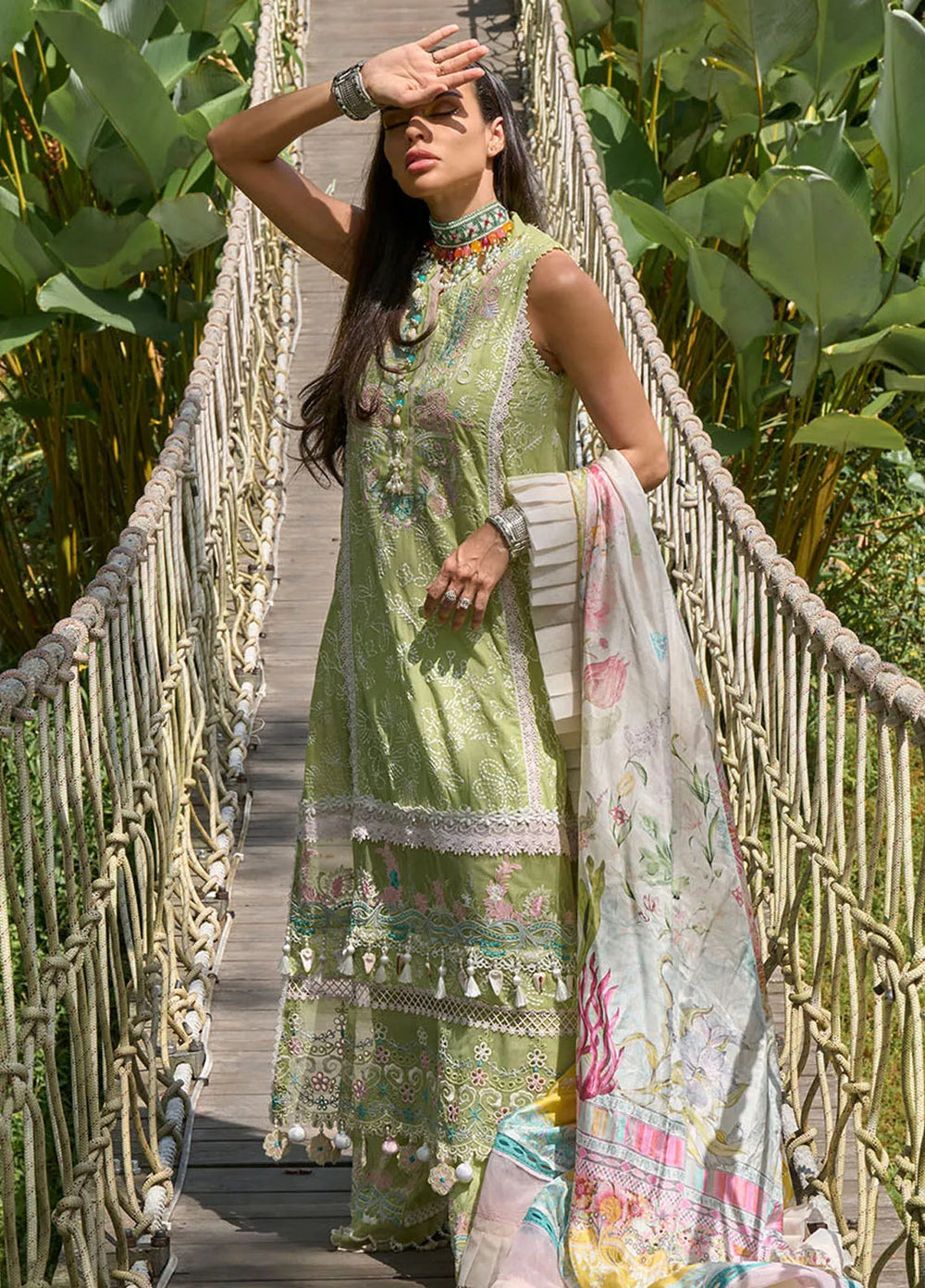 Zoha by Ansab Jahangir Embroidered Lawn Unstitched Suits 3 Piece ANJ24Z D-02 Lotus Pod - Luxury Collection