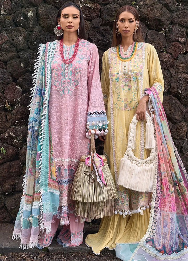 Zoha by Ansab Jahangir Embroidered Lawn Unstitched Suits 3 Piece ANJ24Z D-05 Peony - Luxury Collection