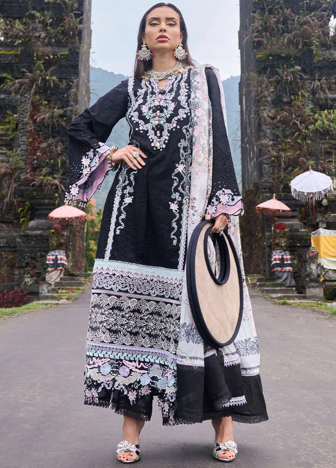 Zoha by Ansab Jahangir Embroidered Lawn Unstitched Suits 3 Piece ANJ24Z D-07 Gomphrena - Luxury Collection