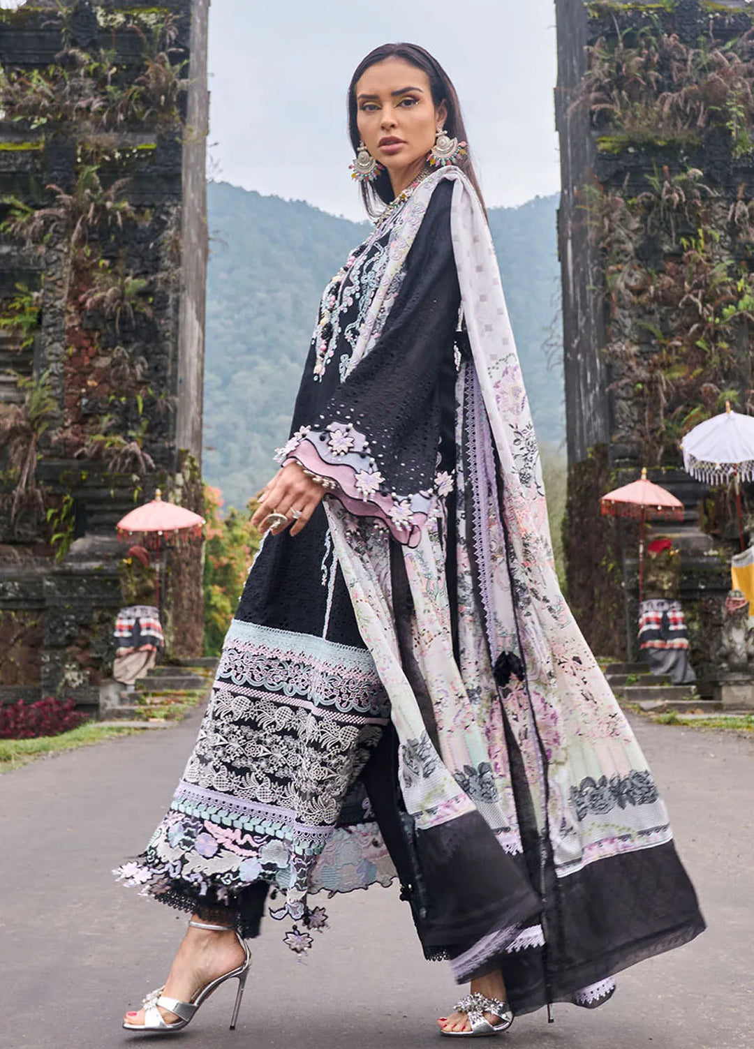 Zoha by Ansab Jahangir Embroidered Lawn Unstitched Suits 3 Piece ANJ24Z D-07 Gomphrena - Luxury Collection