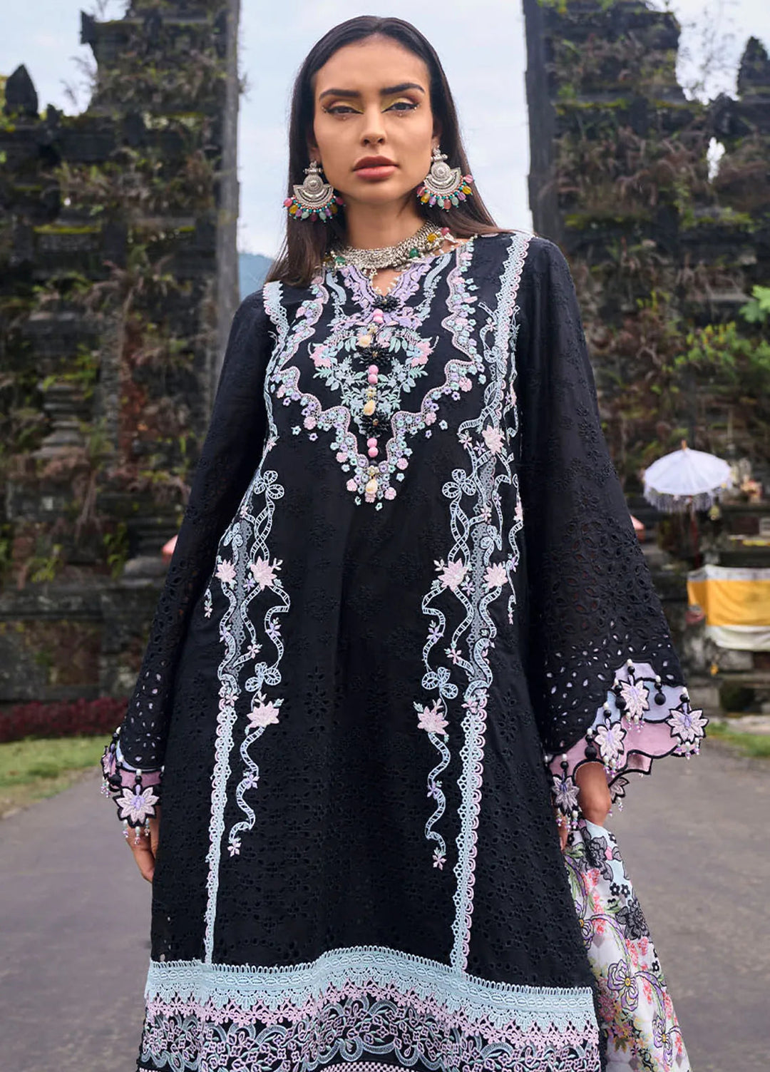 Zoha by Ansab Jahangir Embroidered Lawn Unstitched Suits 3 Piece ANJ24Z D-07 Gomphrena - Luxury Collection