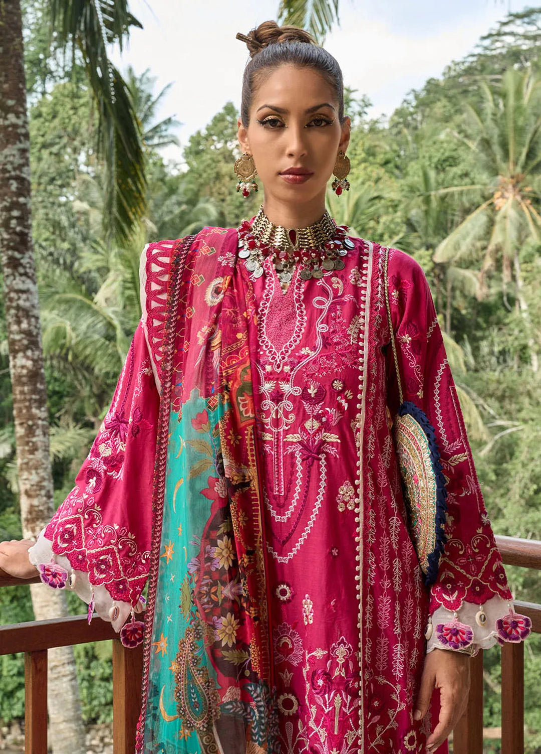 Zoha by Ansab Jahangir Embroidered Lawn Unstitched Suits 3 Piece ANJ24Z D-09 Champaca - Luxury Collection