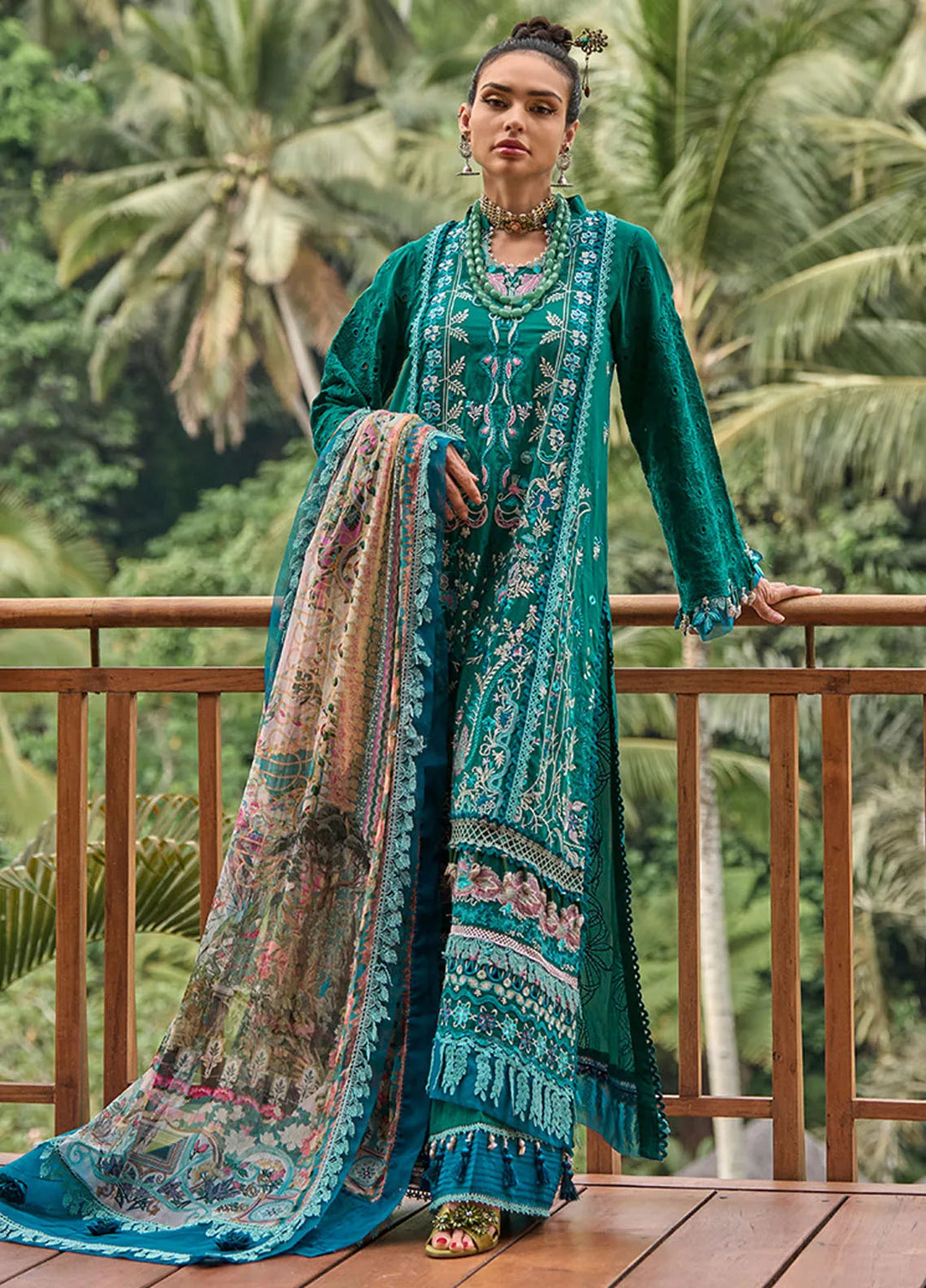 Zoha by Ansab Jahangir Embroidered Lawn Unstitched Suits 3 Piece ANJ24Z D-11 Frangipani - Luxury Collection