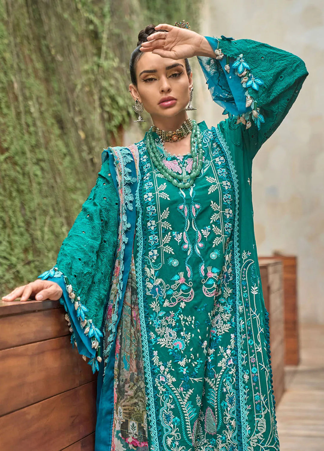 Zoha by Ansab Jahangir Embroidered Lawn Unstitched Suits 3 Piece ANJ24Z D-11 Frangipani - Luxury Collection