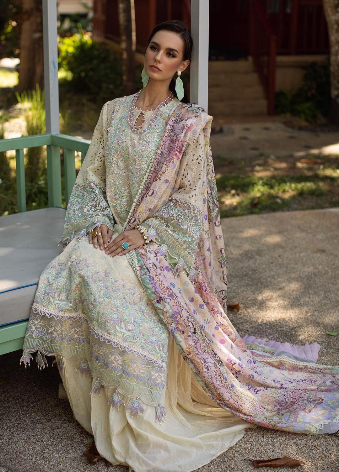Zoha by Ansab Jahangir Embroidered Lawn Suits Unstitched 3 Piece AN23Z AJLL23-03 Day Lily - Luxury Collection