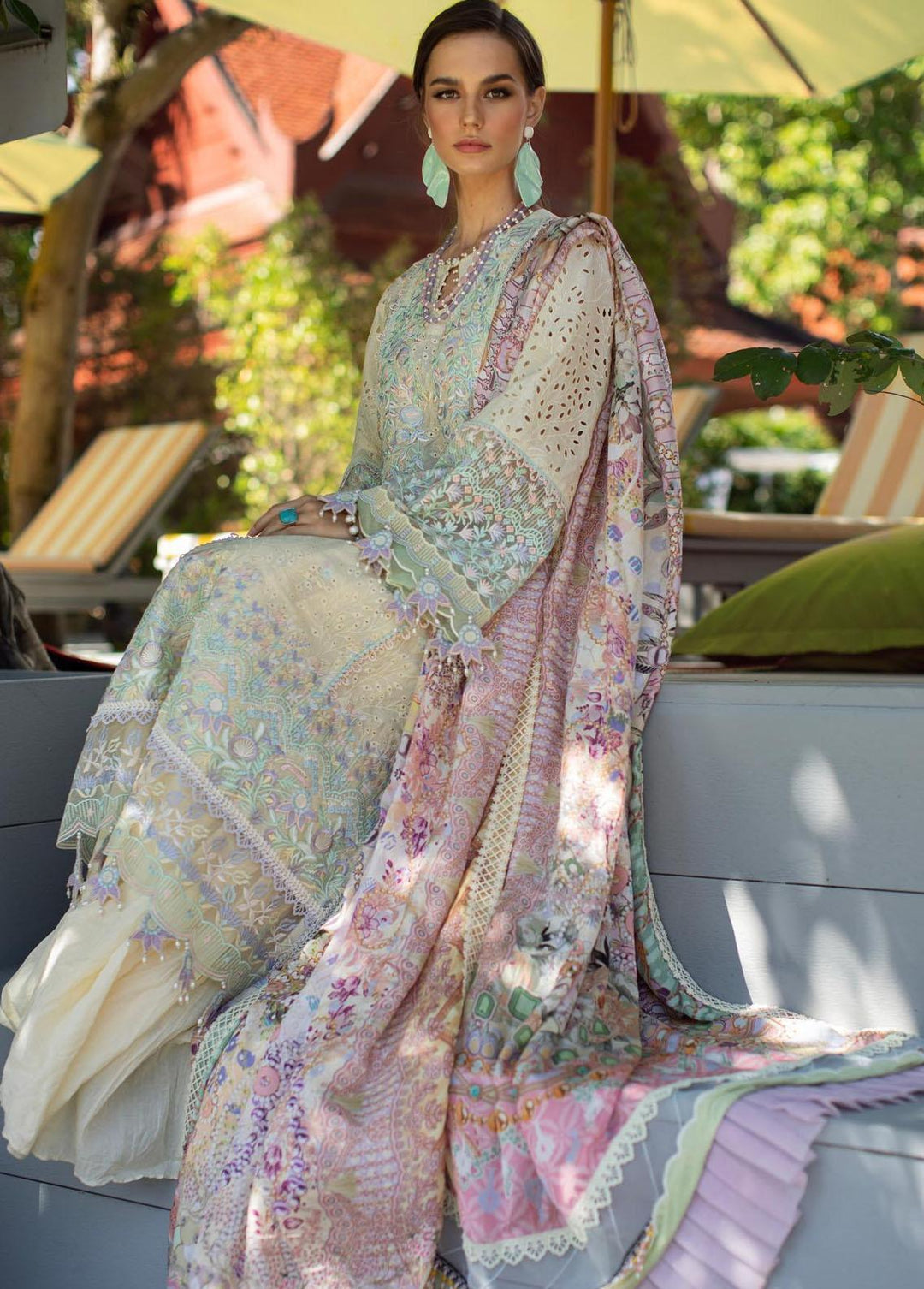 Zoha by Ansab Jahangir Embroidered Lawn Suits Unstitched 3 Piece AN23Z AJLL23-03 Day Lily - Luxury Collection