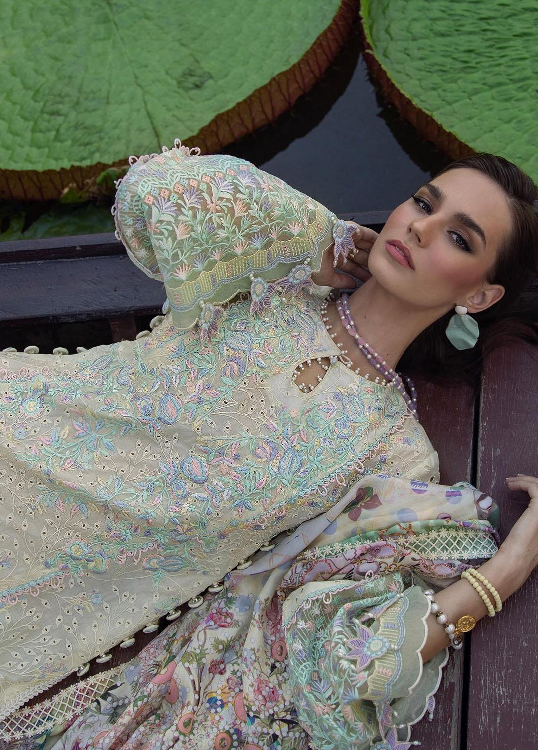 Zoha by Ansab Jahangir Embroidered Lawn Suits Unstitched 3 Piece AN23Z AJLL23-03 Day Lily - Luxury Collection