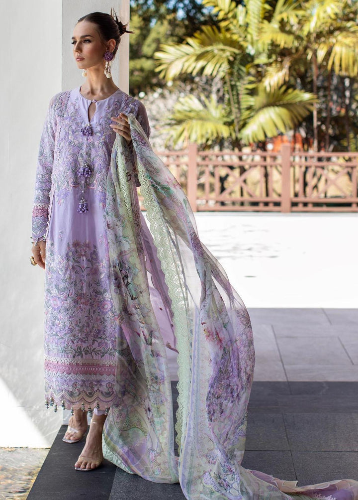 Zoha by Ansab Jahangir Embroidered Lawn Suits Unstitched 3 Piece AN23Z AJLL23-04 Orchid - Luxury Collection