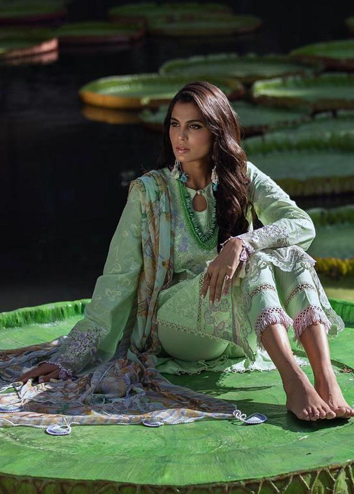 Zoha by Ansab Jahangir Embroidered Lawn Suits Unstitched 3 Piece AN23Z AJLL23-05 Lotus - Luxury Collection