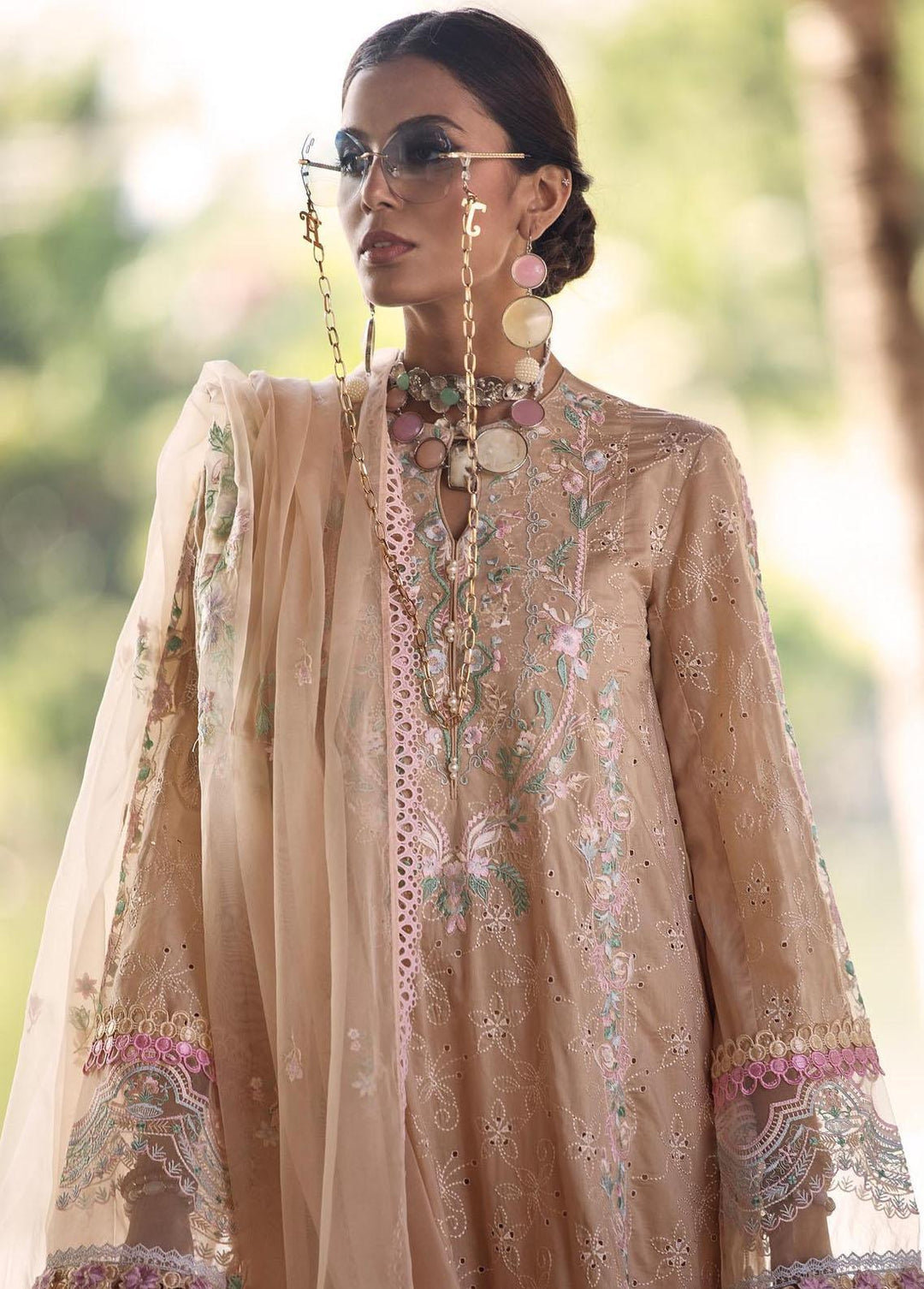 Zoha by Ansab Jahangir Embroidered Lawn Suits Unstitched 3 Piece AN23Z AJLL23-06 Freesia - Luxury Collection