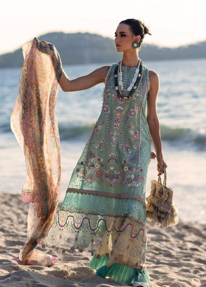 Zoha by Ansab Jahangir Embroidered Lawn Suits Unstitched 3 Piece AN23Z AJLL23-09 Magnolia - Luxury Collection