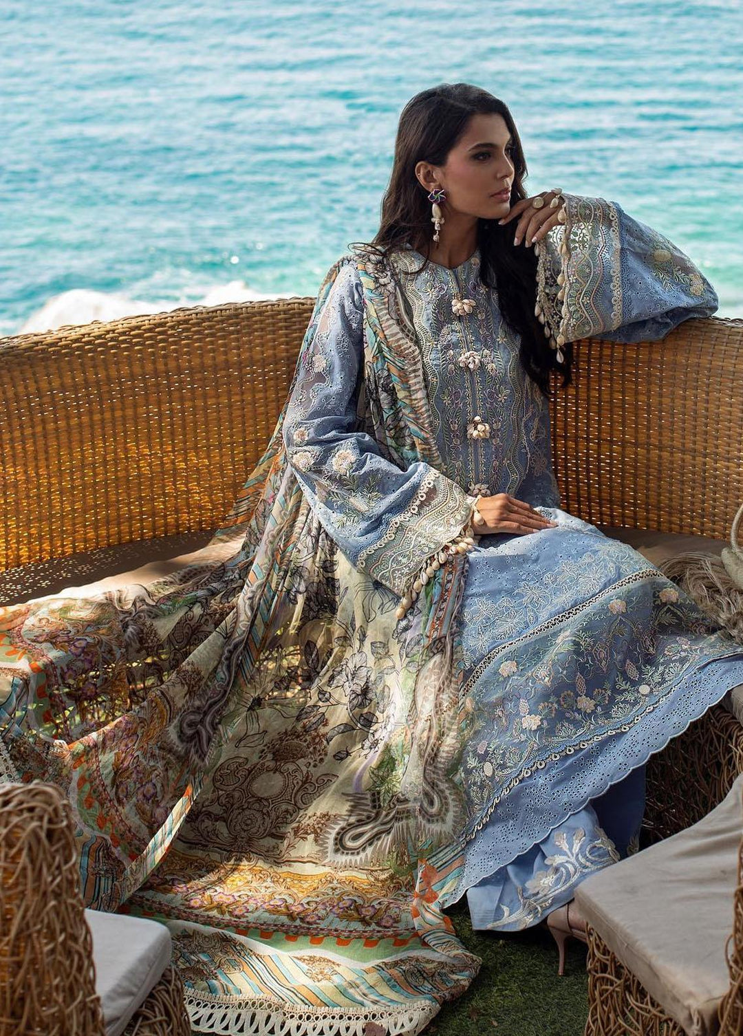 Zoha by Ansab Jahangir Embroidered Lawn Suits Unstitched 3 Piece AN23Z AJLL23-10 Plumeria - Luxury Collection