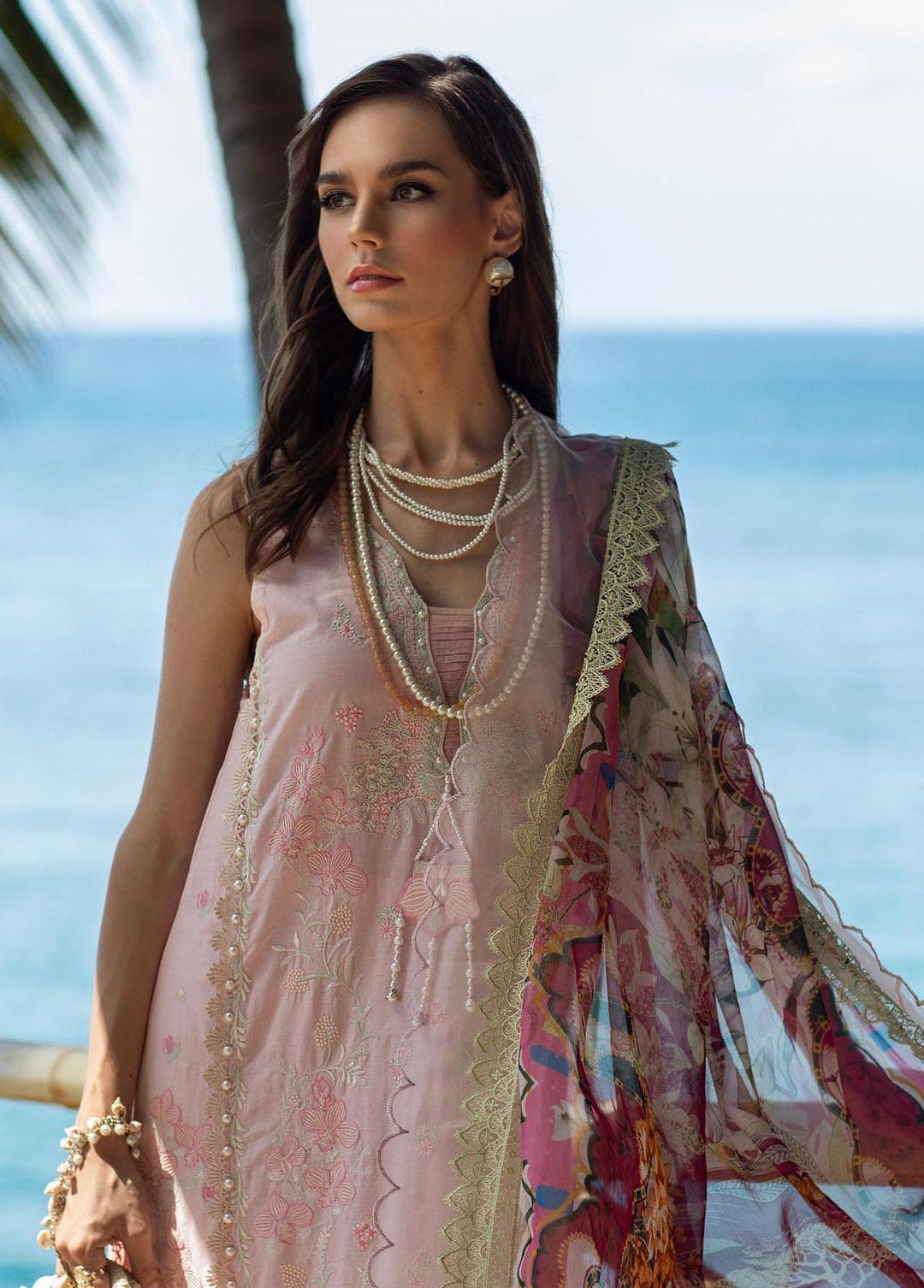 Zoha by Ansab Jahangir Embroidered Lawn Suits Unstitched 3 Piece AN23Z AJLL23-11 Bougainvillea - Luxury Collection