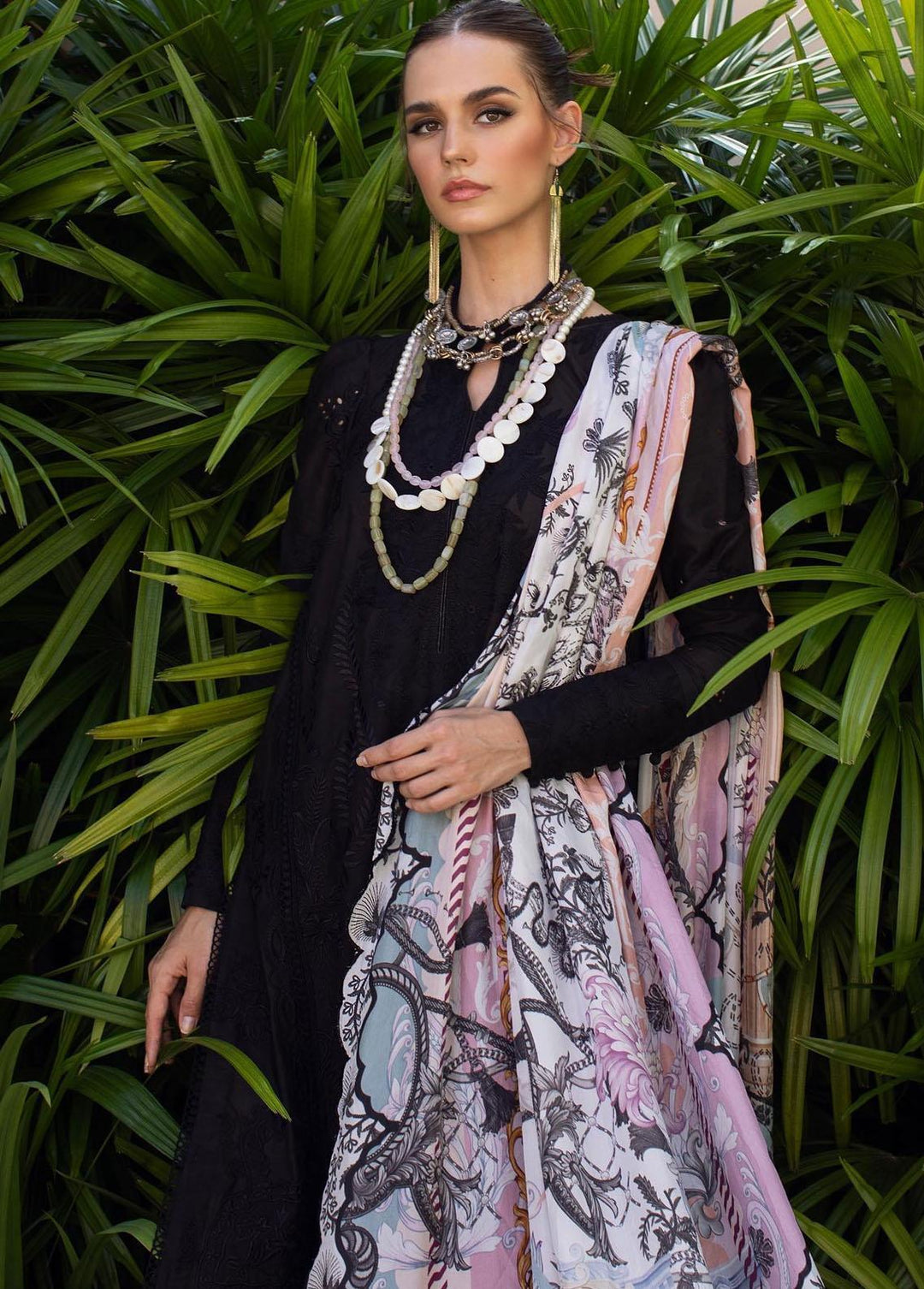 Zoha by Ansab Jahangir Embroidered Lawn Suits Unstitched 3 Piece AN23Z AJLL23-12 Calla Lily - Luxury Collection