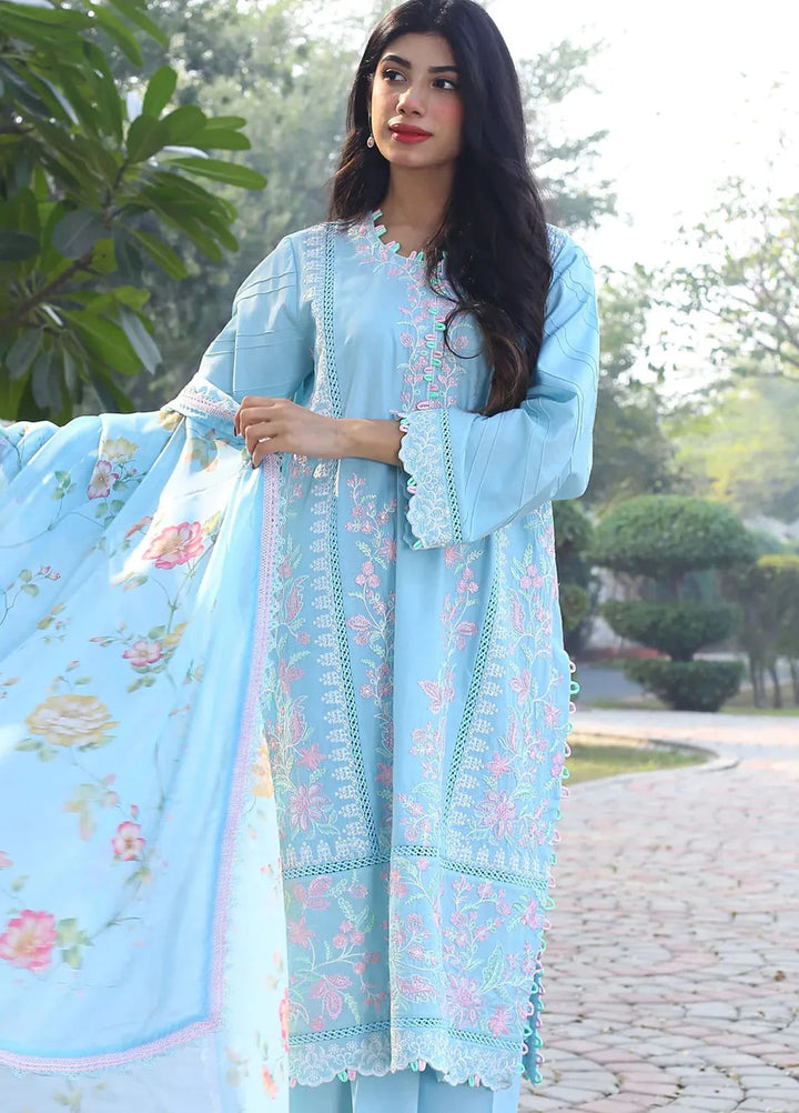Zyna Embroidered Lawn Suit Unstitched 3 Piece ZYN25L D4-Feesha - Summer Collection