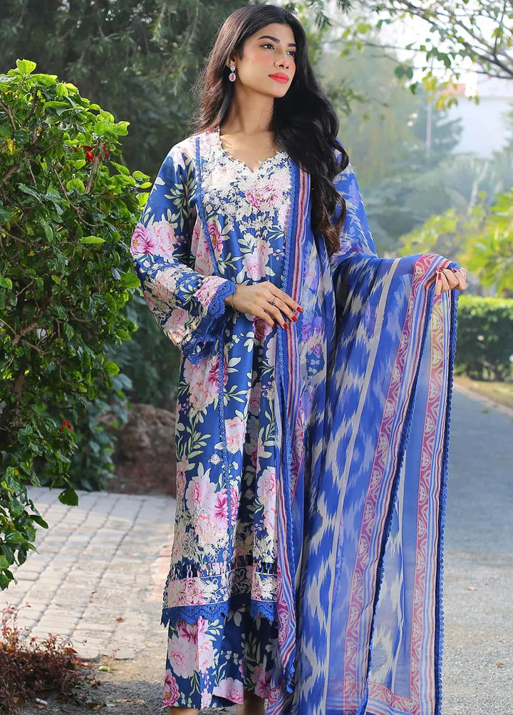 Zyna Embroidered Lawn Suit Unstitched 3 Piece ZYN25L D7-Verya - Summer Collection