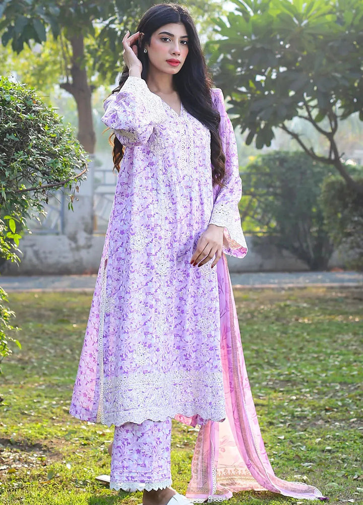 Zyna Embroidered Lawn Suit Unstitched 3 Piece ZYN25L D8-Sylia - Summer Collection