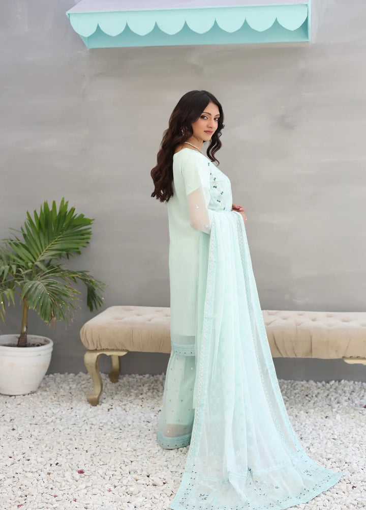 Zohan Ateeq Pret Embroidered Chiffon 3 Piece Suit Anaya Ice Blue