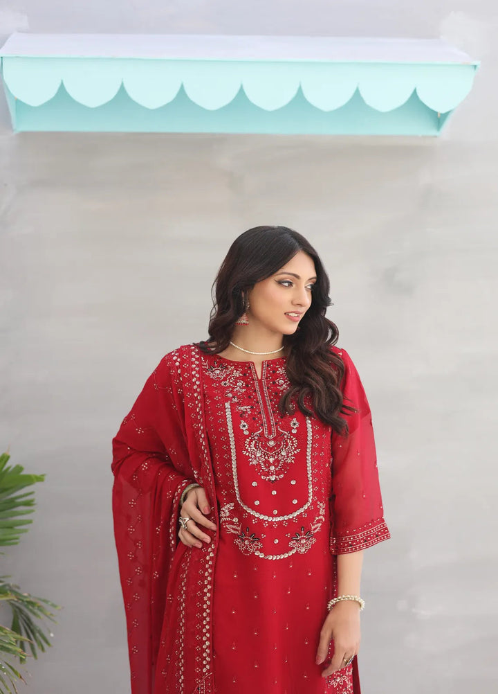 Zohan Ateeq Pret Embroidered Chiffon 3 Piece Suit Anaya Red