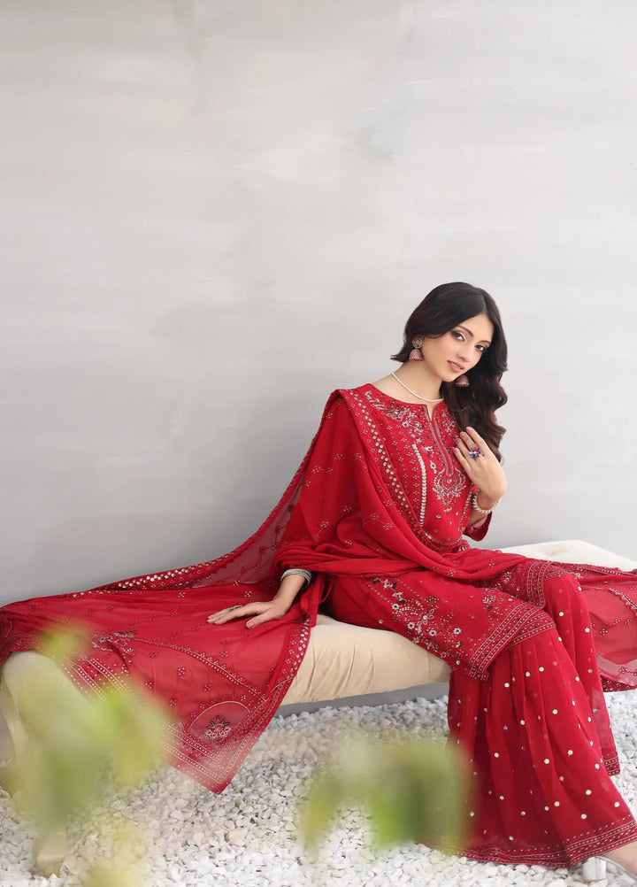 Zohan Ateeq Pret Embroidered Chiffon 3 Piece Suit Anaya Red