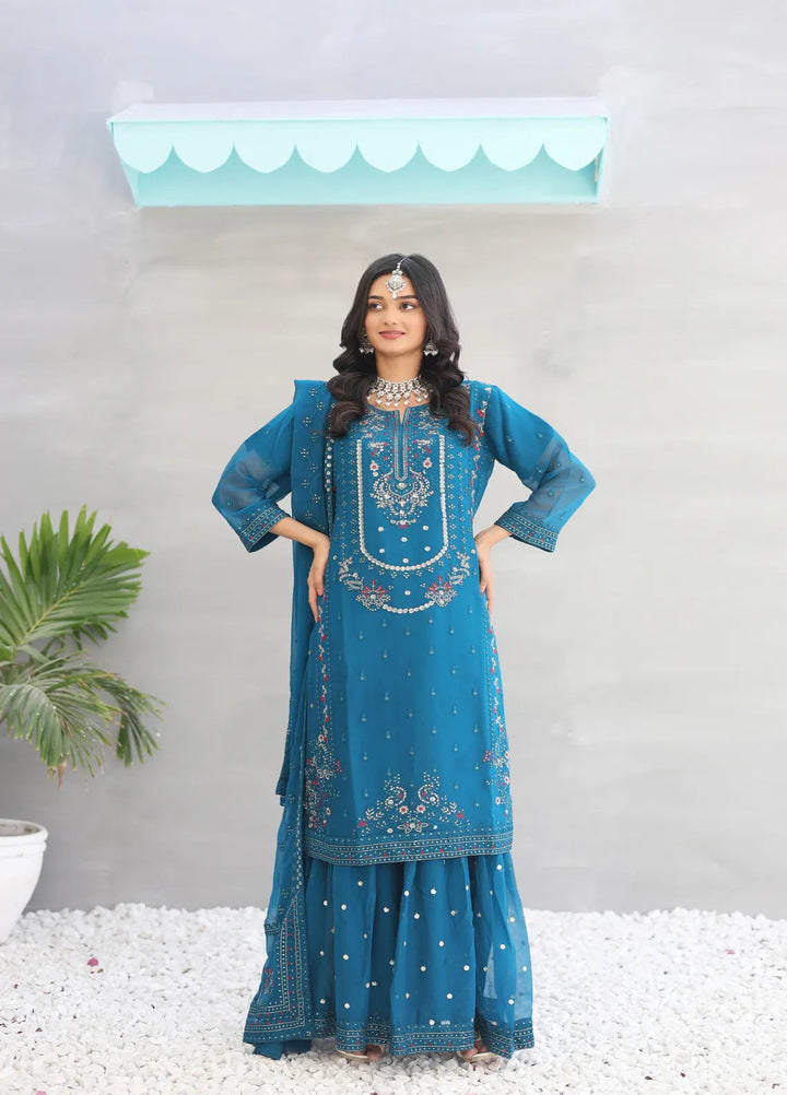 Zohan Ateeq Pret Embroidered Chiffon 3 Piece Suit Anaya Royal Blue