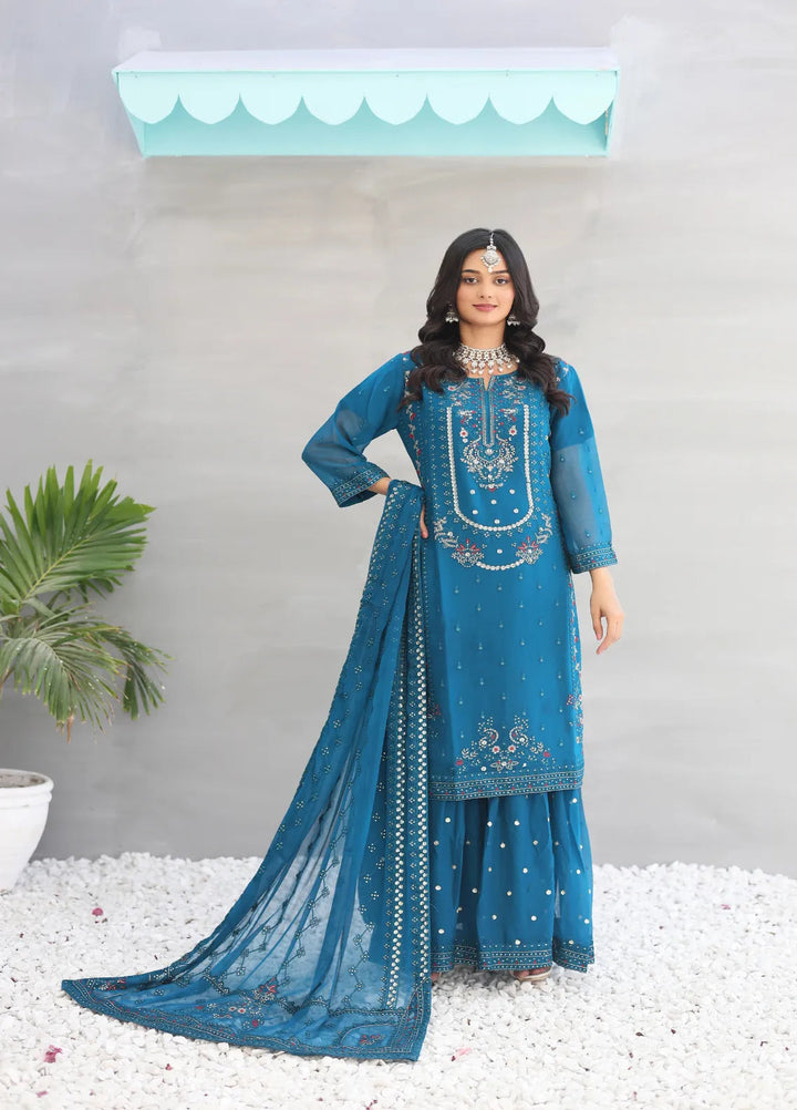 Zohan Ateeq Pret Embroidered Chiffon 3 Piece Suit Anaya Royal Blue