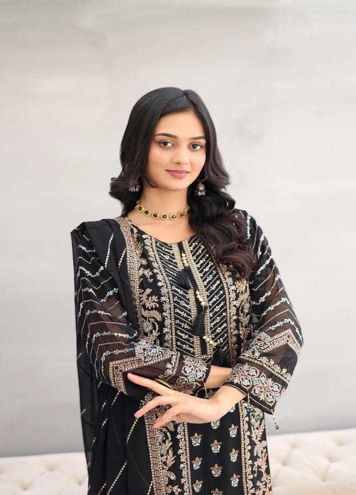 Zohan Ateeq Pret Embroidered Chiffon 3 Piece Suit Maryam Black