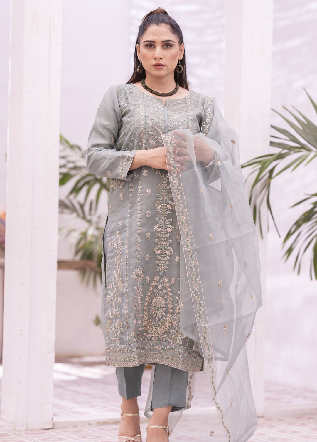 Zohan Ateeq Pret Embroidered Organza 3 Piece Suit Ayeza Ice Blue