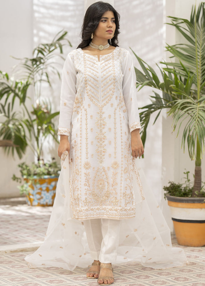 Zohan Ateeq Pret Embroidered Organza 3 Piece Suit Ayeza White