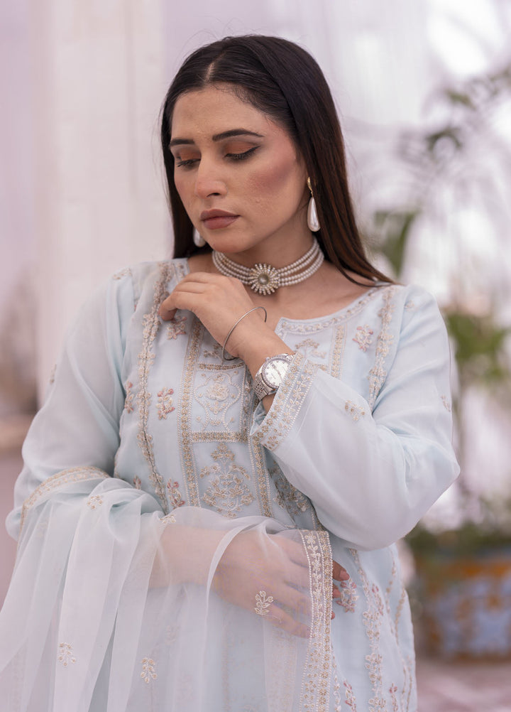 Zohan Ateeq Pret Embroidered Organza 3 Piece Suit Ifrah Aqua Blue