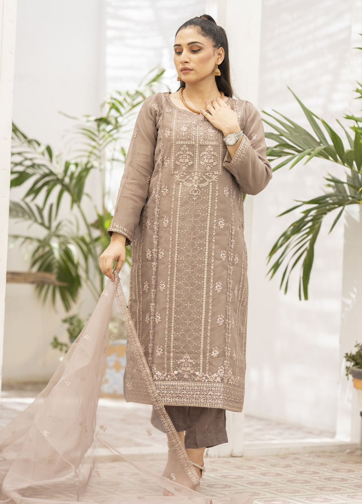 Zohan Ateeq Pret Embroidered Organza 3 Piece Suit Ifrah Brown