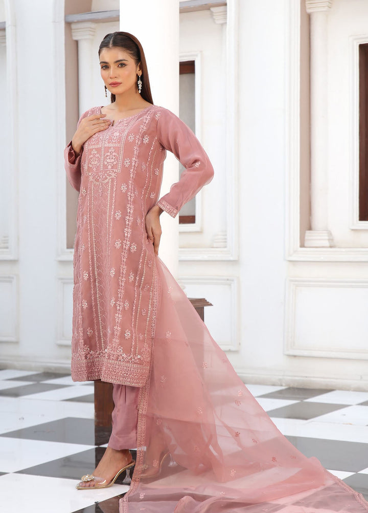 Zohan Ateeq Pret Embroidered Organza 3 Piece Suit Ifrah Tea Rose Pink