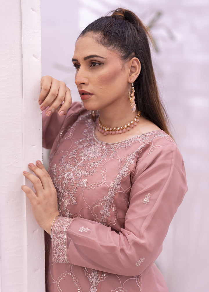 Zohan Ateeq Pret Embroidered Organza 3 Piece Suit Leena Tea Rose Pink