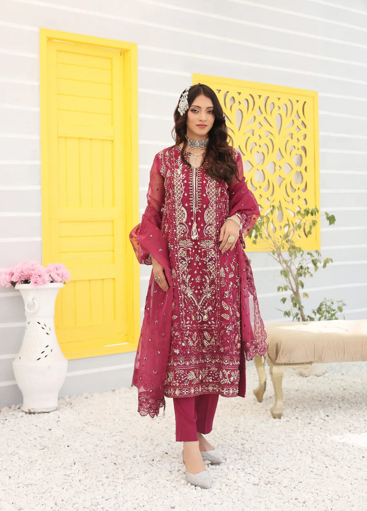Zohan Ateeq Pret Embroidered Organza 3 Piece Suit Waniya Magenta