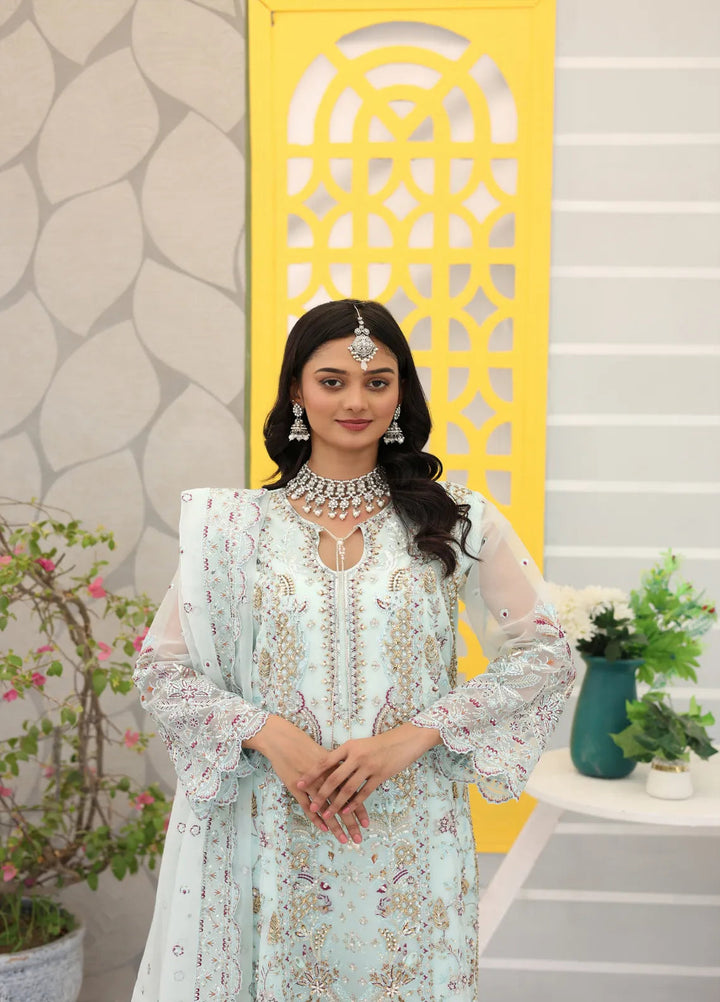 Zohan Ateeq Pret Embroidered Organza 3 Piece Suit Waniya Powder Blue