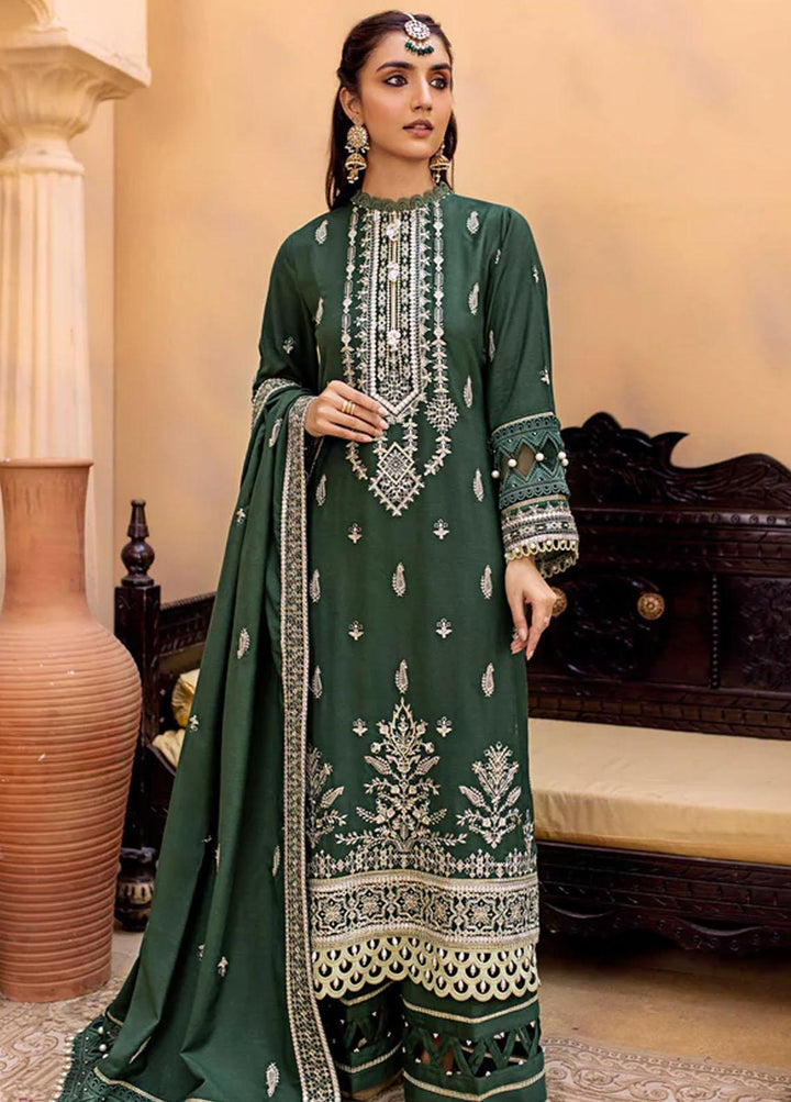 Zora By Eleshia Embroidered Dhanak Suits Unstitched 3 Piece ELS23Z FUCHSIA GREEN - Luxury Collection